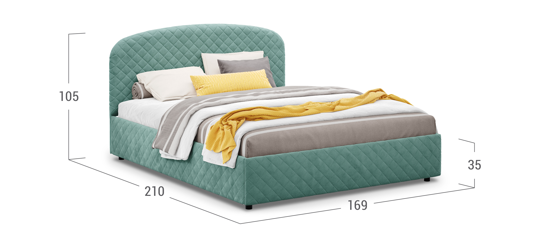 Кровать с основанием 160х200 Аллегра зелёного цвета -  в Санкт .